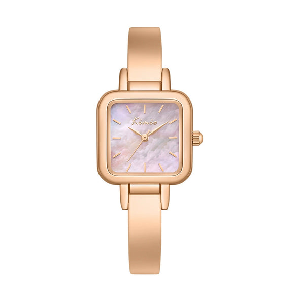Leisure Alloy Quartz Watch For Women With Square Dial And Round Corners