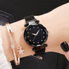 Leisure Alloy Women's Quartz Watch And Bracelet Twopiece Set With Magnet Buckle And Round Dial
