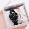 Leisure Alloy Women's Quartz Watch And Bracelet Twopiece Set With Magnet Buckle And Round Dial