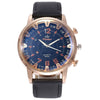 Leisure Business Men's Alloy Pu Watch Belt Wallet Set With Round Dial And Spiral Crown