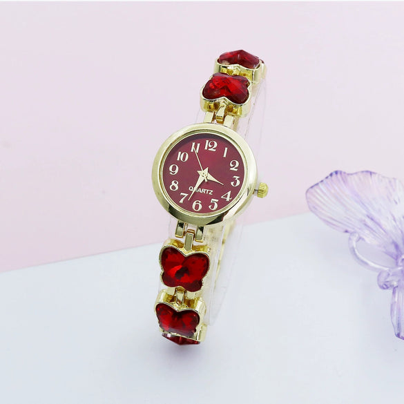 Leisure Butterfly Bracelet Women's Round Digital Quartz Watch Alloy Material
