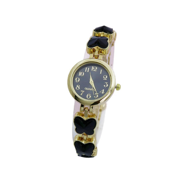 Leisure Butterfly Bracelet Women's Round Digital Quartz Watch Alloy Material