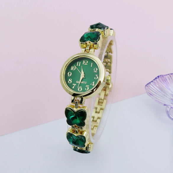 Leisure Butterfly Bracelet Women's Round Digital Quartz Watch Alloy Material