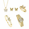 Leisure Butterfly Ladies Quartz Watch Set With Alloy Case Stainless Steel Clasp And Round Dial