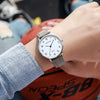 Leisure Couple Watch Alloy Case Imitation Leather Strap Stainless Steel Clasp Round Dial