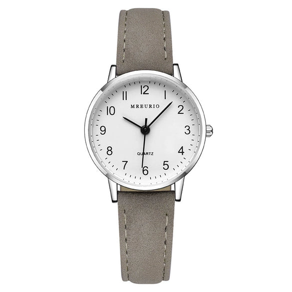 Leisure Couple Watch Alloy Case Imitation Leather Strap Stainless Steel Clasp Round Dial