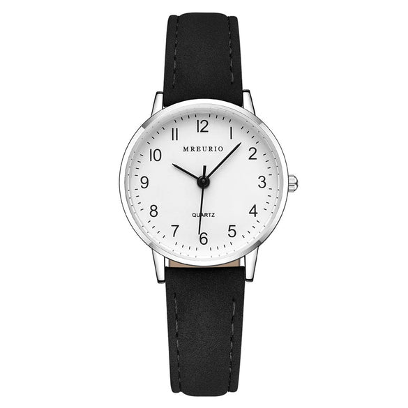 Leisure Couple Watch Alloy Case Imitation Leather Strap Stainless Steel Clasp Round Dial