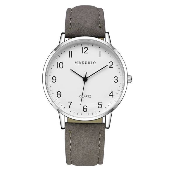 Leisure Couple Watch Alloy Case Imitation Leather Strap Stainless Steel Clasp Round Dial