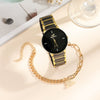 Leisure Couple Watch And Love Bracelet Set Alloy Case Stainless Steel Strap Round Dial