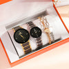 Leisure Couple Watch And Love Bracelet Set Alloy Case Stainless Steel Strap Round Dial