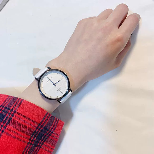 Leisure Couple's Watch With Alloy Case Imitation Leather Strap And Stainless Steel Clasp Round Dial
