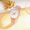 Leisure Female Belt Watch And Butterfly Pendant Jewelry Set With Alloy Case Imitation Leather Strap And Stainless Steel Buckle In Spring And Summer Style
