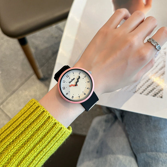 Leisure Female Silicone Band Alloy Case Round Dial Pointer Quartz Watch