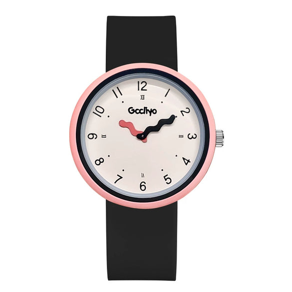 Leisure Female Silicone Band Alloy Case Round Dial Pointer Quartz Watch