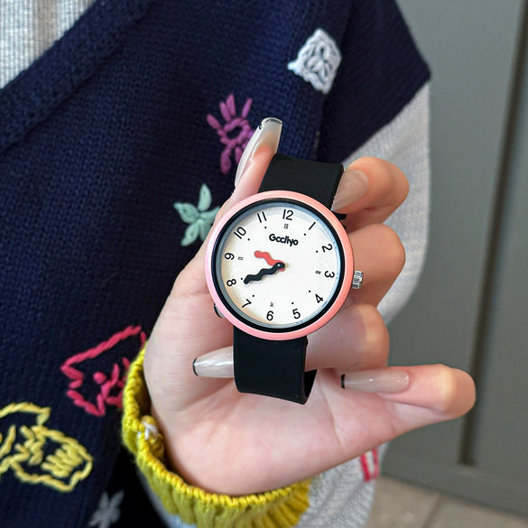 Leisure Female Silicone Band Alloy Case Round Dial Pointer Quartz Watch