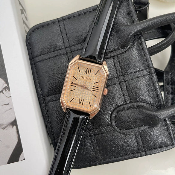 Leisure Female Student Watch With Alloy Case And Ordinary Glass Mirror Square Dial