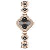 Leisure Fourleaf Clover Alloy Bracelet Quartz Watch For Women With Rhombus Dial