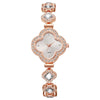 Leisure Fourleaf Clover Alloy Bracelet Quartz Watch For Women With Rhombus Dial