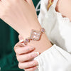 Leisure Fourleaf Clover Alloy Bracelet Quartz Watch For Women With Rhombus Dial