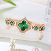Leisure Fourleaf Clover Alloy Bracelet Quartz Watch For Women With Rhombus Dial