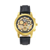 Leisure Hollow Quartz Watch Alloy Case Imitation Leather Strap Iron Buckle Round Dial Business Style Universal For Men