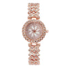 Leisure Ladies Bracelet Watch With Rhinestone Flower Round Dial Alloy Strap Stainless Steel Buckle