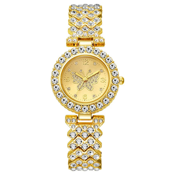 Leisure Ladies Quartz Watch With Zinc Alloy Case And Alloy Band In Round Dial Shape From Butterfly Series