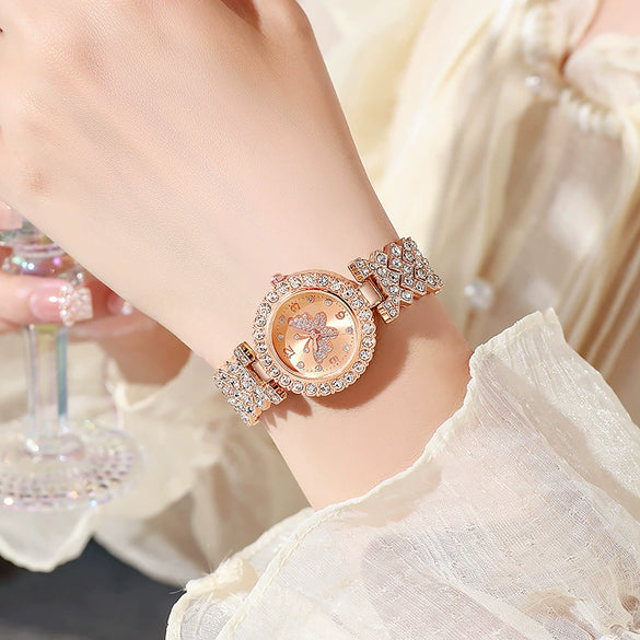 Leisure Ladies Quartz Watch With Zinc Alloy Case And Alloy Band In Round Dial Shape From Butterfly Series
