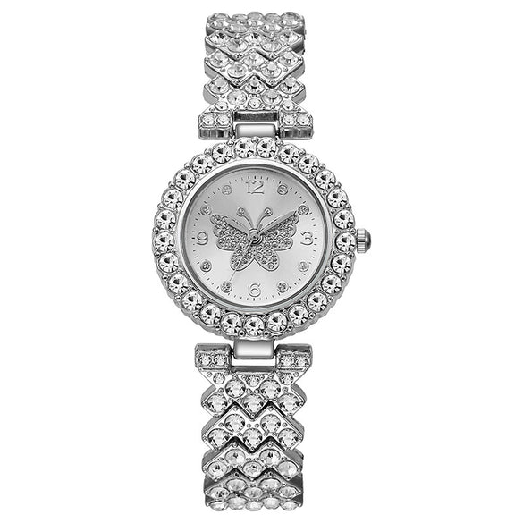 Leisure Ladies Quartz Watch With Zinc Alloy Case And Alloy Band In Round Dial Shape From Butterfly Series