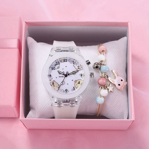 Leisure Luminous Unicorn Alloy And Silicone Electronic Watch With Stainless Steel Clasp And Round Dial