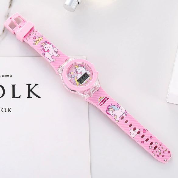 Leisure Luminous Unicorn Electronic Watch With Silicone Strap And Alloy Case