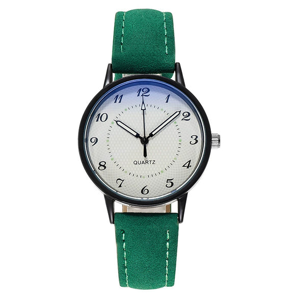 Leisure Luminous Waterproof Quartz Watch For Women Alloy Case Imitation Leather Strap Round Dial