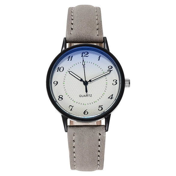 Leisure Luminous Waterproof Quartz Watch For Women Alloy Case Imitation Leather Strap Round Dial