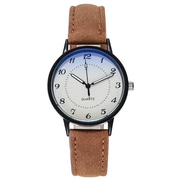 Leisure Luminous Waterproof Quartz Watch For Women Alloy Case Imitation Leather Strap Round Dial