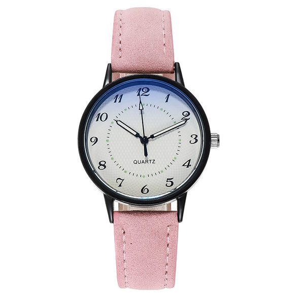 Leisure Luminous Waterproof Quartz Watch For Women Alloy Case Imitation Leather Strap Round Dial
