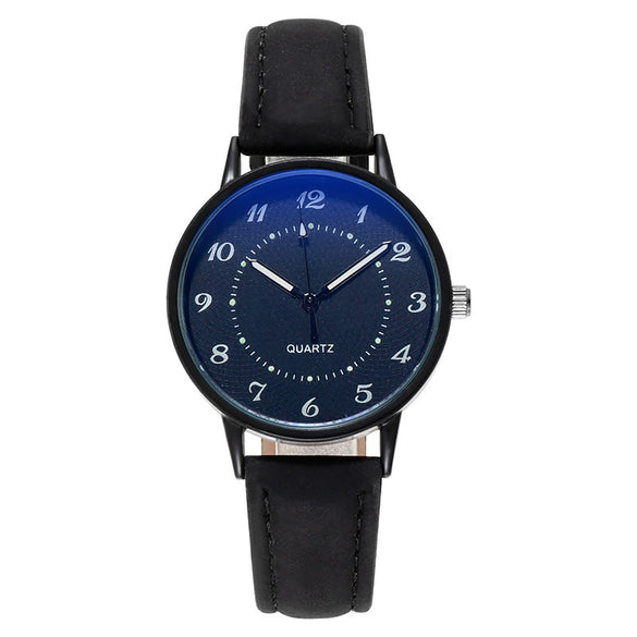 Leisure Luminous Waterproof Quartz Watch For Women Alloy Case Imitation Leather Strap Round Dial
