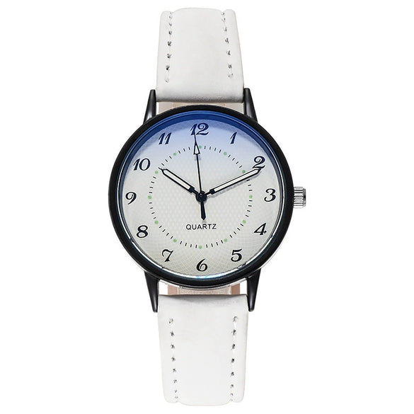 Leisure Luminous Waterproof Quartz Watch For Women Alloy Case Imitation Leather Strap Round Dial