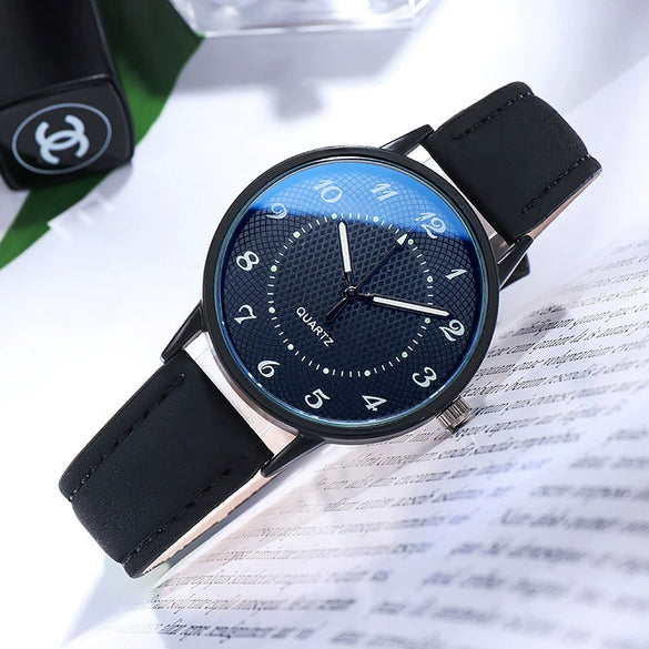 Leisure Luminous Waterproof Quartz Watch For Women Alloy Case Imitation Leather Strap Round Dial