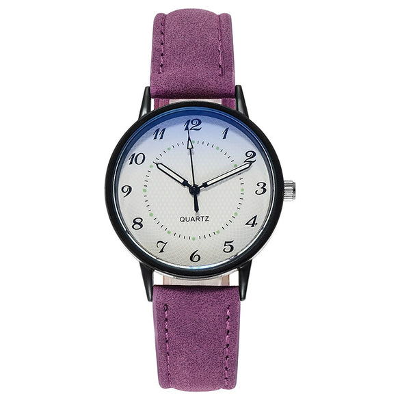 Leisure Luminous Waterproof Quartz Watch For Women Alloy Case Imitation Leather Strap Round Dial