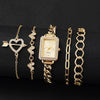 Leisure Medieval Style Alloy And Stainless Steel Square And Round Quartz Bracelet Watch For Female