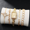 Leisure Medieval Style Alloy And Stainless Steel Square And Round Quartz Bracelet Watch For Female