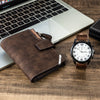 Leisure Men's Alloy Case Stainless Steel Clasp Pu Strap Round Dial Gift Watch And Wallet Set