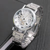 Leisure Perspective Cut Out Alloy And Stainless Steel Band Round Dial Pointer Watch With Horseshoe Buckle