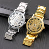 Leisure Perspective Cut Out Alloy And Stainless Steel Band Round Dial Pointer Watch With Horseshoe Buckle