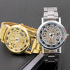 Leisure Perspective Cut Out Alloy And Stainless Steel Band Round Dial Pointer Watch With Horseshoe Buckle