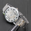 Leisure Perspective Cut Out Alloy And Stainless Steel Band Round Dial Pointer Watch With Horseshoe Buckle