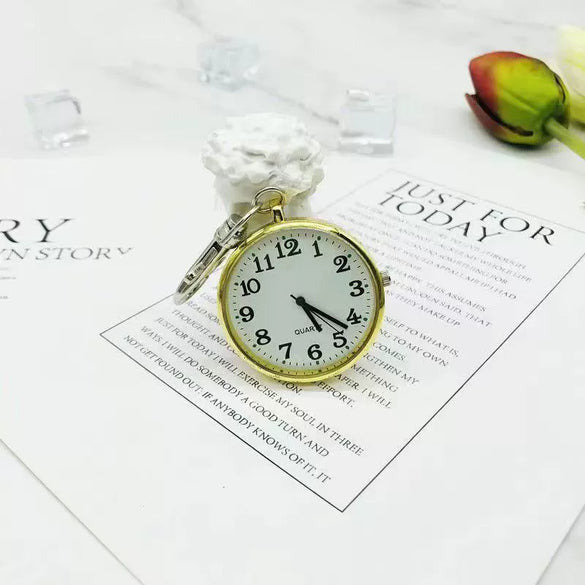 Leisure Plastic Pocket Keychain Watch With Round Dial And Spiral Crown For Students And Nurses