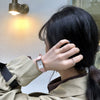 Leisure Quartz Belt Watch For Female Middle School Students Alloy Case Pu Strap Rectangle Dial