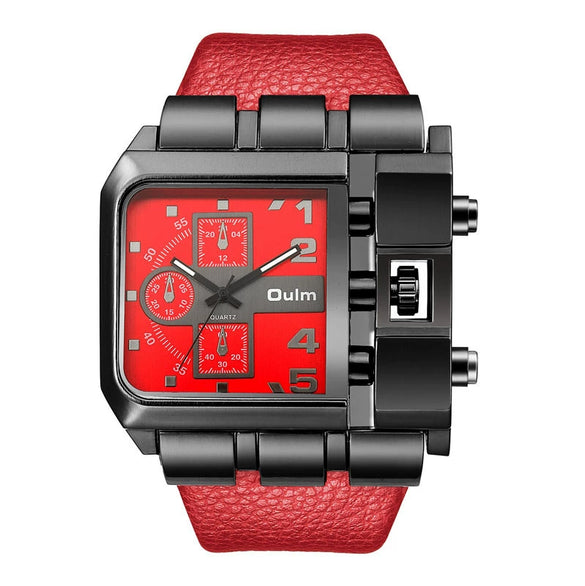 Leisure Quartz Men's Watch Stainless Steel Rectangle Dial Pin Buckle