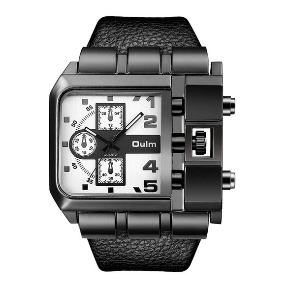 Leisure Quartz Men's Watch Stainless Steel Rectangle Dial Pin Buckle